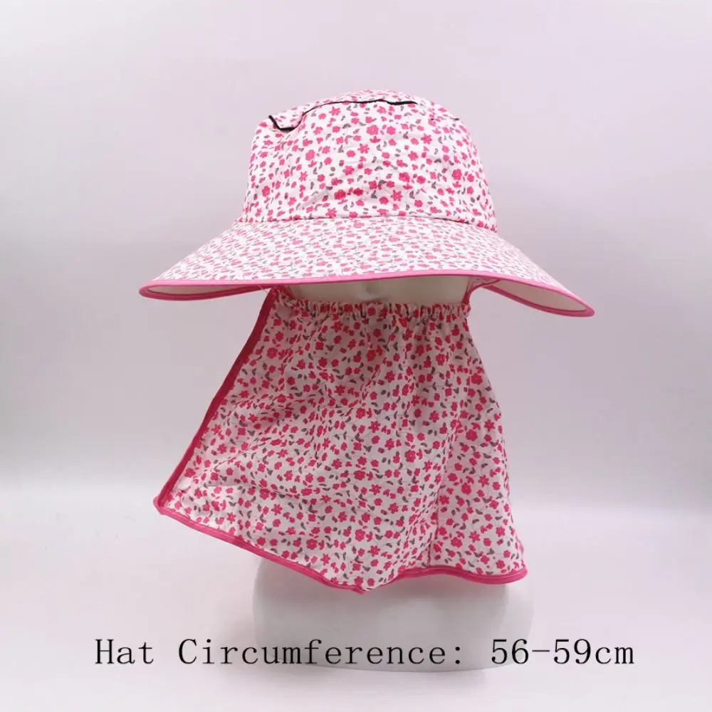 Neue Breite Krempe Sonnenschutz Hut Gesicht Hals Schutz Atmungsaktive Angeln Kappe Floral Anti-UV Fischer Hut Frauen