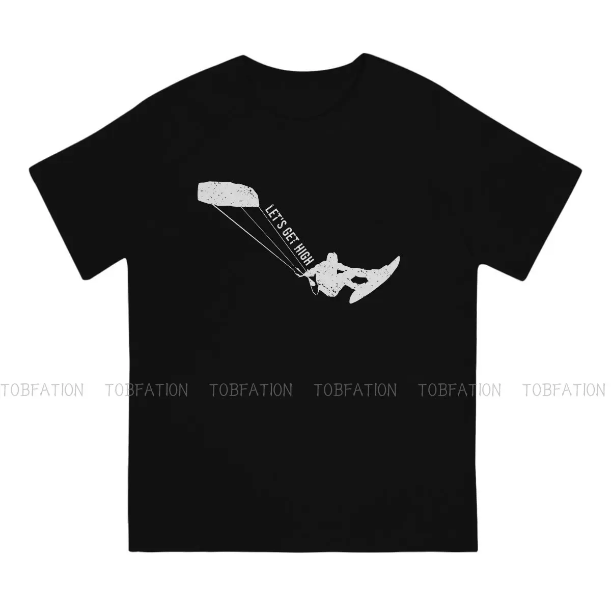 Kitesurfers Let's Get High O Neck TShirt Kitesurfing Kiteboarding Flysurfing Kite Pure Cotton Original T Shirt Man's Clothes