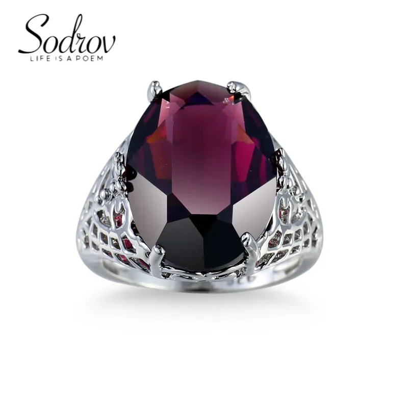 SODROV Amethyst Zircon Engagement Proposal Wedding Jewelry Gift Rings for Women