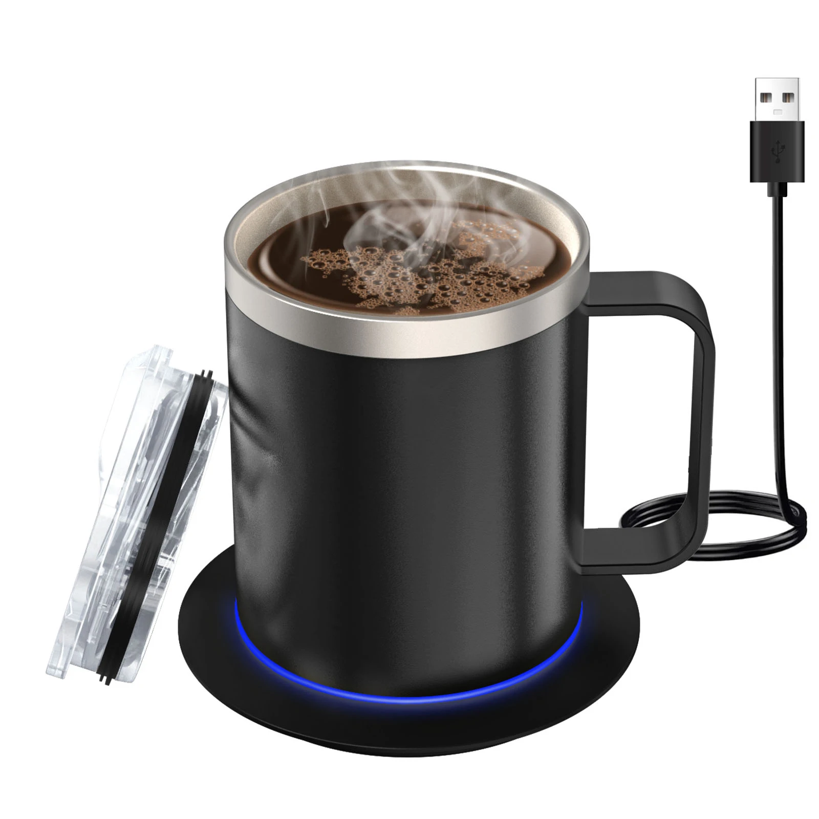 350ml Coffee Mug Warmer with Cup and Lid Auto Heat 131-149℉ Intelligent Constant Temperature 12.3oz Beverage Cup Warmer