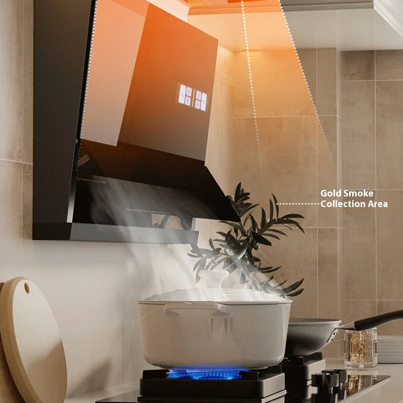 Smart 110V-220V English Model Electric Range Hood with Vented Exhaust for Household Kitchen Use for Cross-Border Export