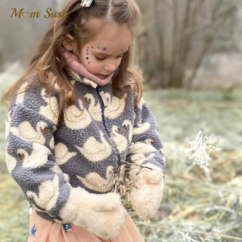 

Fashion Baby Girl Boy Cartoon Print Lamb Wool Coat Infant Toddler Child Jacket Outwear Spring Autumn Winter Baby Clothes 1-7Y