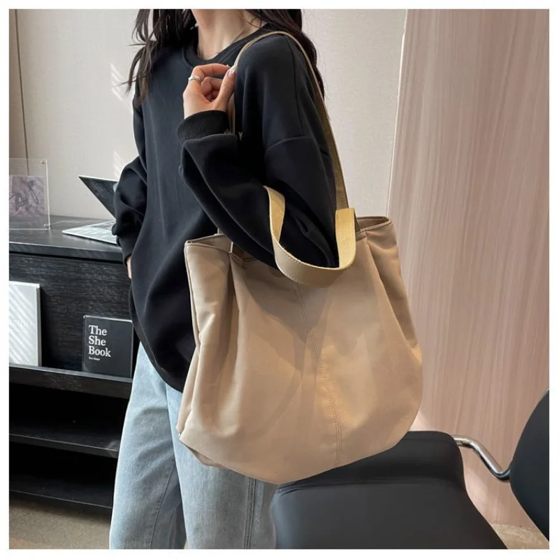 2024 New Spring and Autumn Leisure Large Capacity College Students Class Simple Fashion One-shoulder All-in-one Canvas Tote Bag