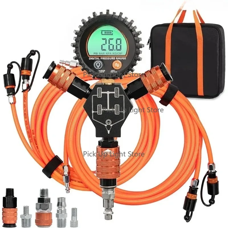 High-Flow Rapid Tire Inflation Deflation Kit with Digital Pressure Gauge