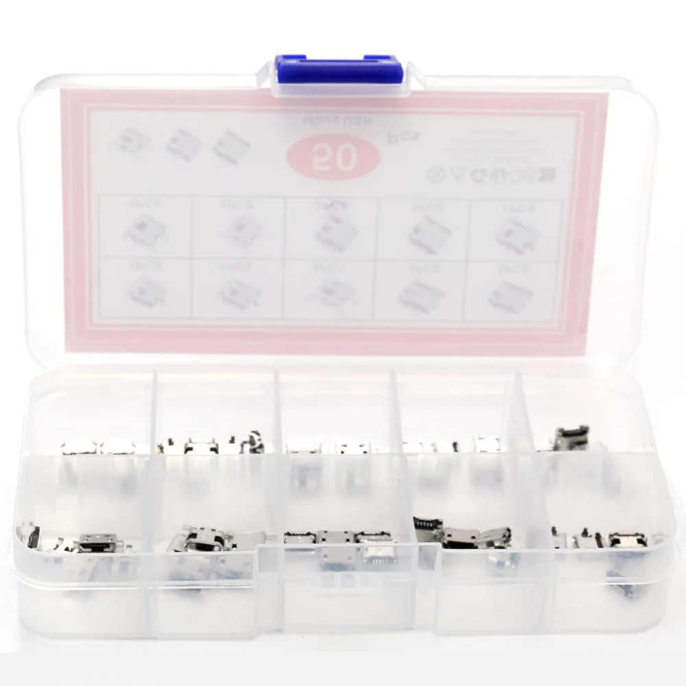 100pcs/ kit 10 Models Micro USB MINI usb female Android mobile phone charging accessories Connector Socket Jack MP3/4/5