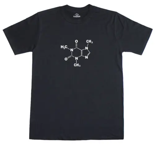 Science T Shirt Mens Funny Caffeine Molecule Gamer Geek  Funny Fit Cotton Tee