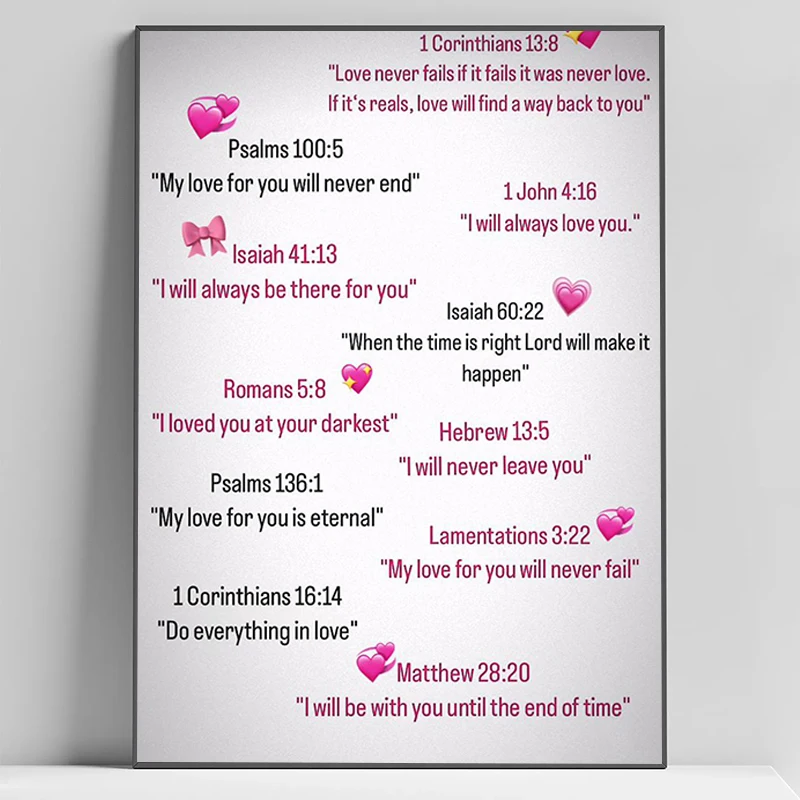 

Bible God Love Quotes Poster Gift Frames Wall Pictures Posters for Room Decor Man Waterproof Canvas Decoration Bedroom Vintage