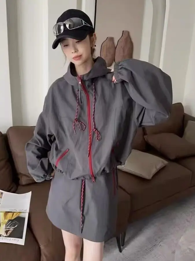 

plus Size 300 Pou Women's Jaet Set with Zipper ket Design Spring Summer Faion A-Line ort Skirt Outfit Casual Wear