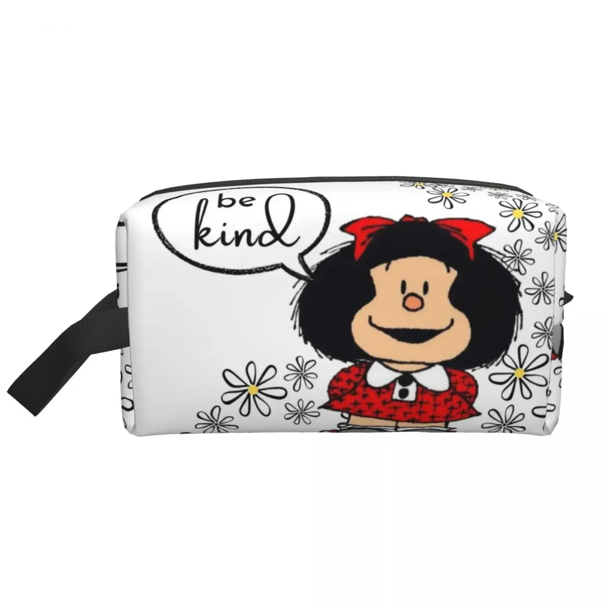 MAFALDA Be Kind Cosmetic Bag Women Kawaii Large Capacity Argentine Makeup Case Beauty Storage Toiletry Bags