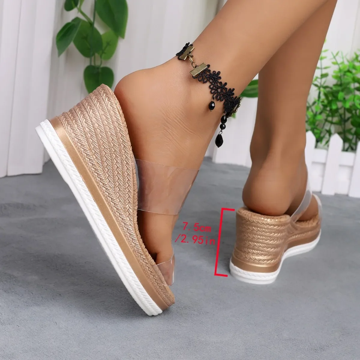 Shoes Low Rome Hoof Heels Fabric PVC Shoes Low Fabric Hoof Heels Rome