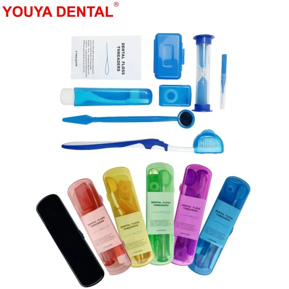 8 pz/scatola Kit ortodontico per l'igiene orale portatile da viaggio dentale bocca specchio filo interdentale spazzolino pieghevole spazzole interdentali cera Ortho