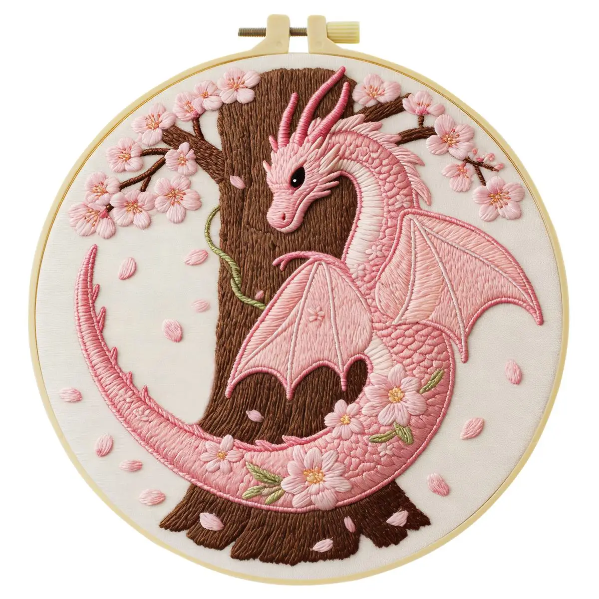1 Stück 20X20CM/15X15CM 7,87/6,3 Zoll Das Rosa Drachen-Stickerei-Starter-Kit DIY-Kit DIY-Stickerei-Set Handarbeiten Nadelkunst – Detail 3
