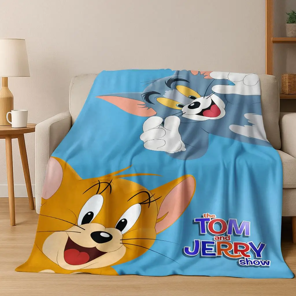 

3D T-tom and Jerry Cat Mouse Cartoon Art Flannel Blanket,Cozy Soft Throw Blanket for Home Bedroom Bed Sofa Picnic Cover Kid Gift