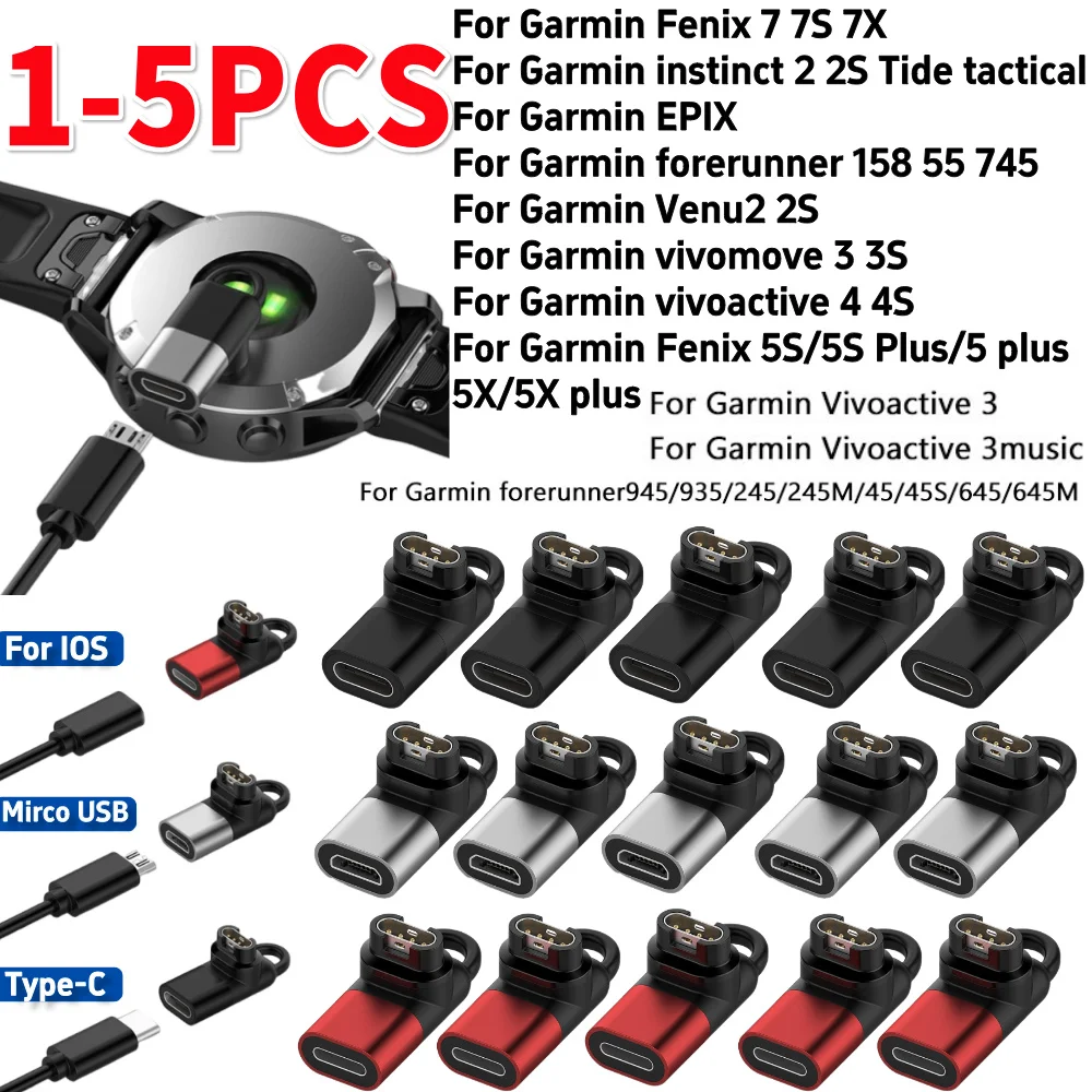 

Watch Power Charger Cable Connector Adapter for Garmin Fenix 7/7S/7X/6/6S/6X Micro USB/Type-C/IOS Watch Charging Converter