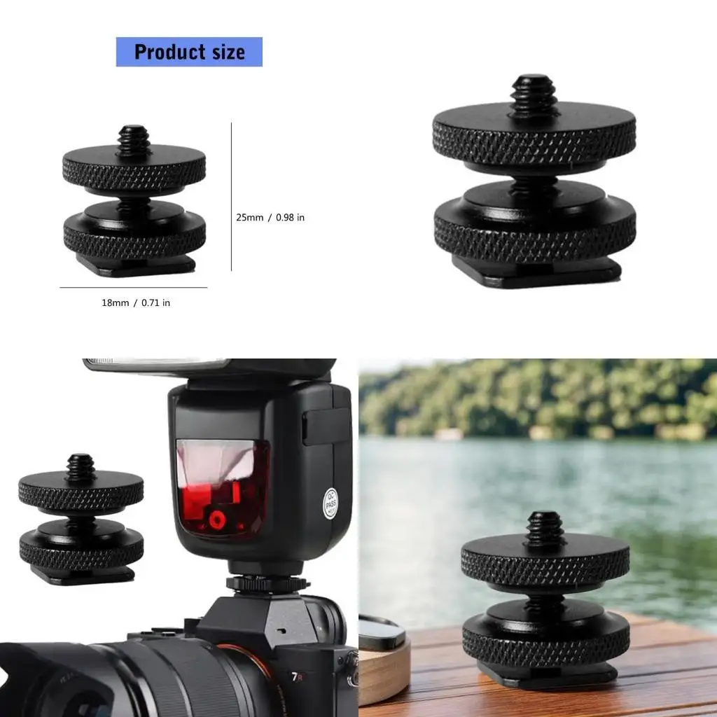 F42D Double Nut Cold Shoe Mount Phone Holder Adapter For DSLR Camera Accessories