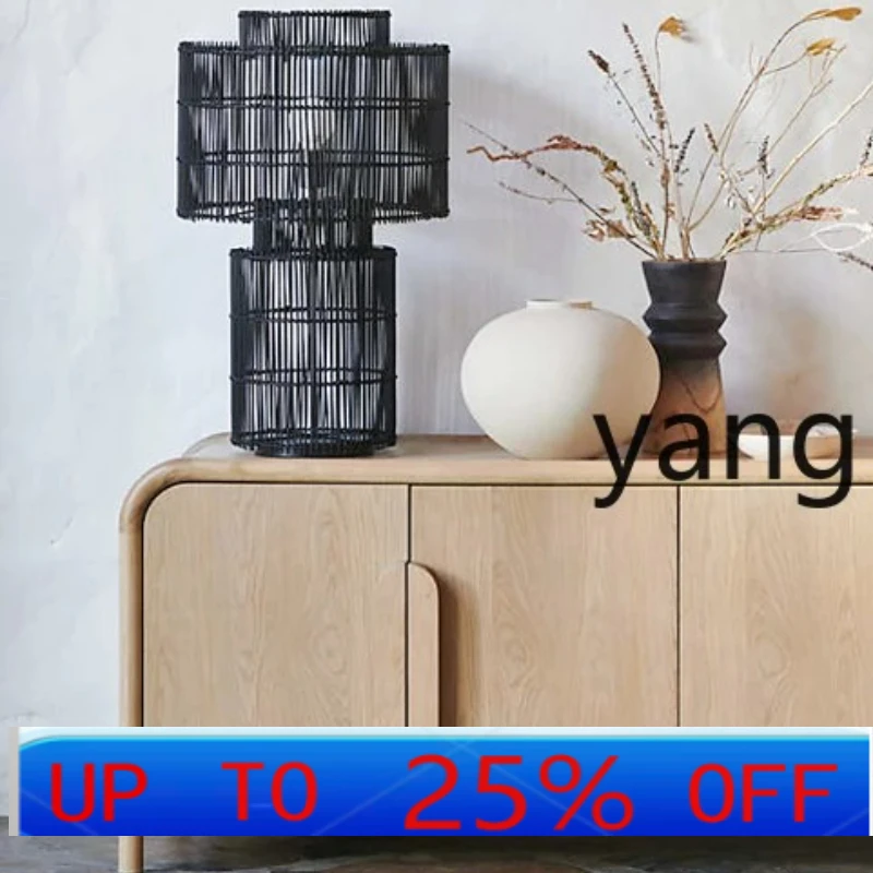 

LH log color solid wood TV cabinet Nordic living room tall simple white storage cabinet