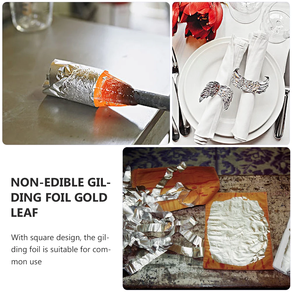

200 Pcs Silver Foil Decoration Leaf Imitation Gilding Crafts DIY Non Edible for Furniture Artistic Work