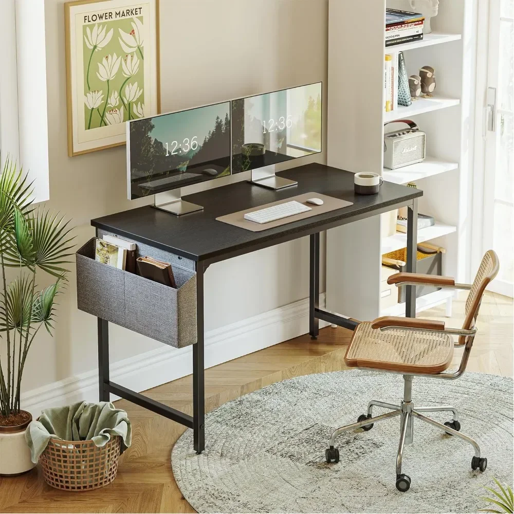 Computerbureau, 63 "Thuiskantoor Studiebureau, Stevig En Duurzaam, Moderne, Minimalistische Stijl Computerbureau, Zwart