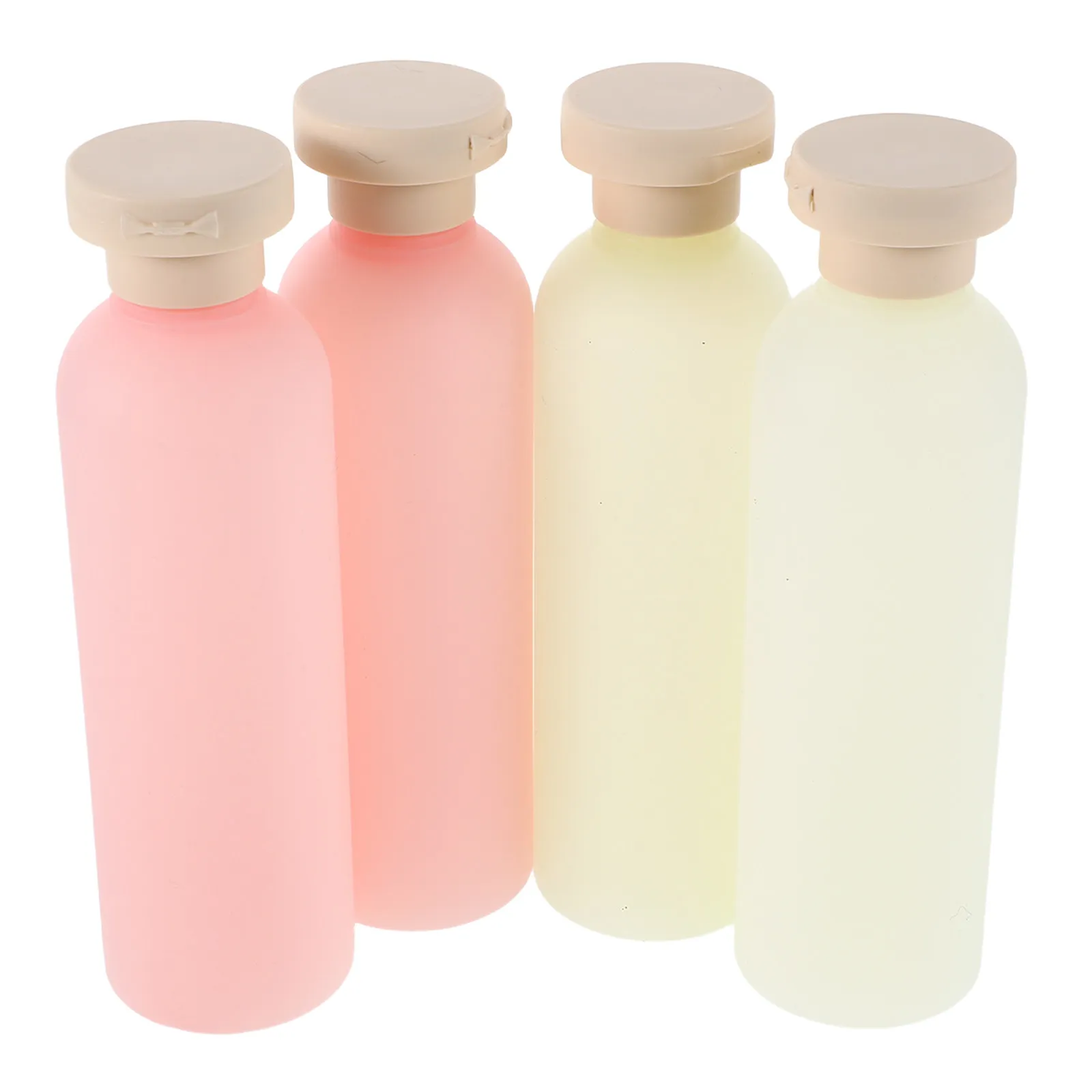 

4Pcs Travel Lotion Containers Semi Transparent Plastic Refillable Bottles Leakproof Flip Cap Shower Gel Body Wash Shampoo