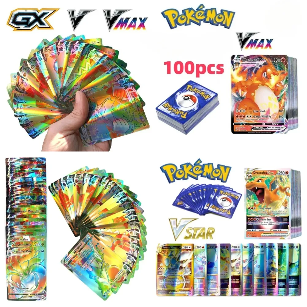 

new model 100pcs Pokemon Cards GX Vmax MEGA Charizard Pikachu Carte Pokémon Game Battle Carte Trading Shining Cards Toy Gifts