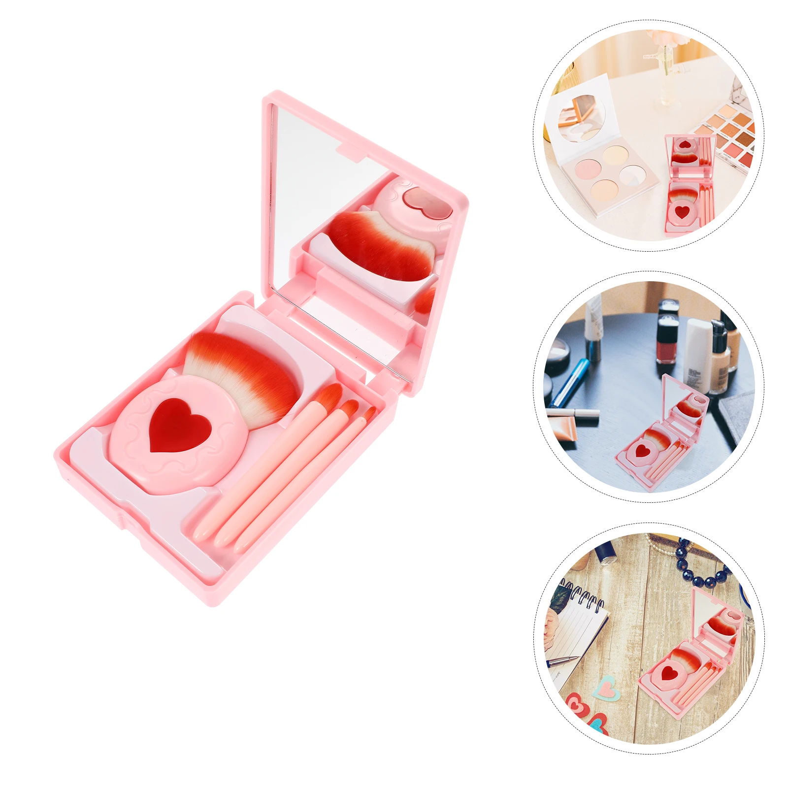 Juego de brochas de maquillaje portátiles, herramientas, Kit de viaje, accesorios de base, Material de espejo, dureza del cabello de fibra