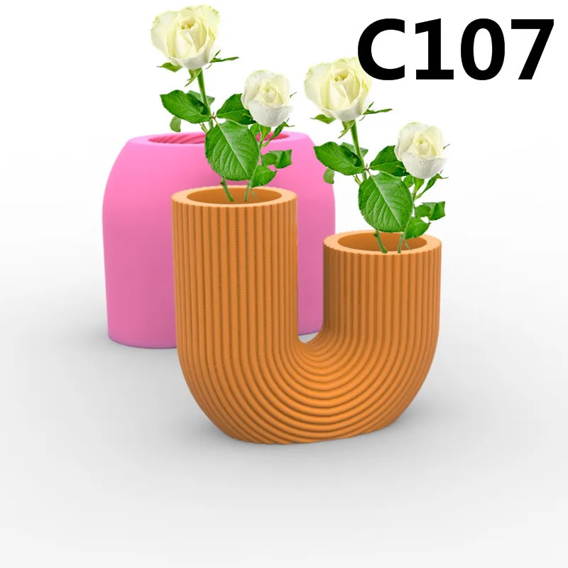 

C107 Creative U-shaped Vase Flower Pot Pen Holder Silicone Mold Gypsum form Scented Stone Ornaments Homemade Handicraft