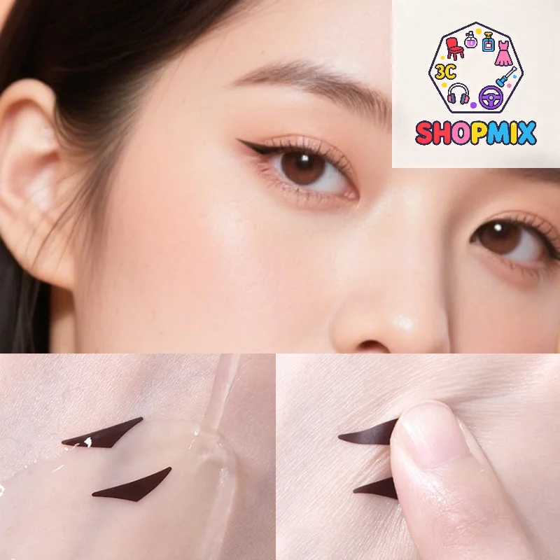 140Pcs/Box Water Resistant Eyeliner Stamp Stickers With Handle One-stick Molding Easy To Use Waterproof Sweat Resistant Sweat