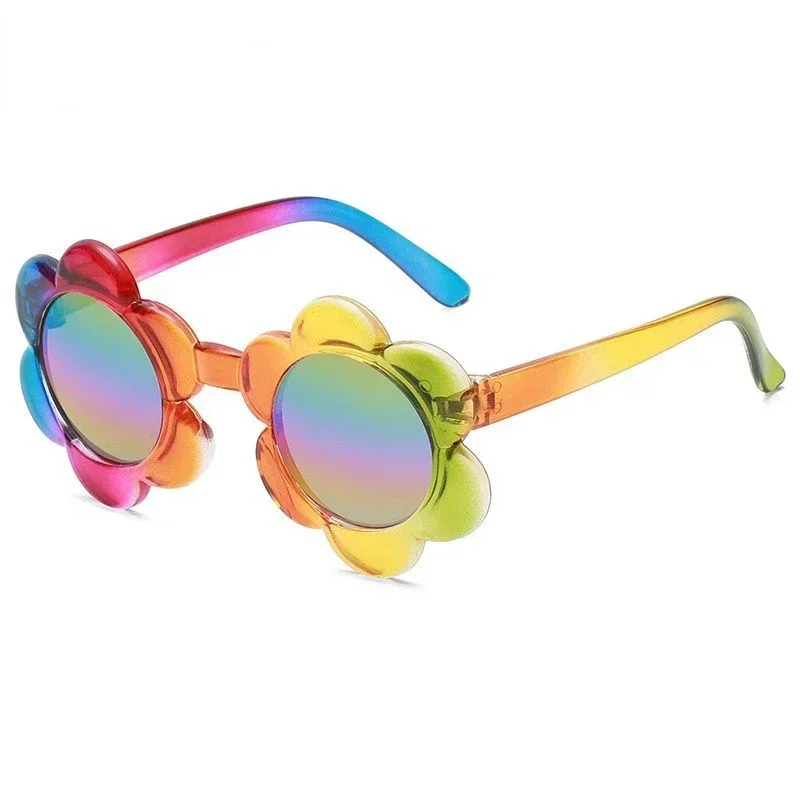 

New Kids Sunglasses Colorful Flowers Sunglasses Cartoon Children Sun Glasses Fashion Kids Round UV-Protection Shades Eyewear