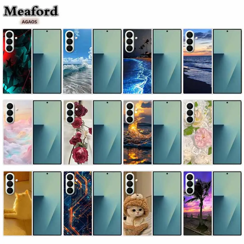 Clear Phone Case For Samsung Galaxy Z Fold8 Fold 8 Coque Hard Plastic Cover Transparent Flip Shield Cute Cat Cartoon Bumper Etui