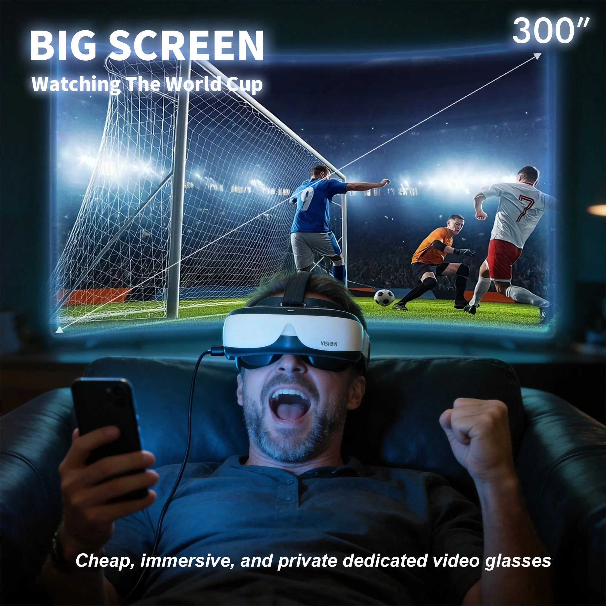 Video Glasses Private Head Mounted Display HDMI 720P Video Glasses 300 Inch Private Cinema Dual LCD for FPV Gaming Movies