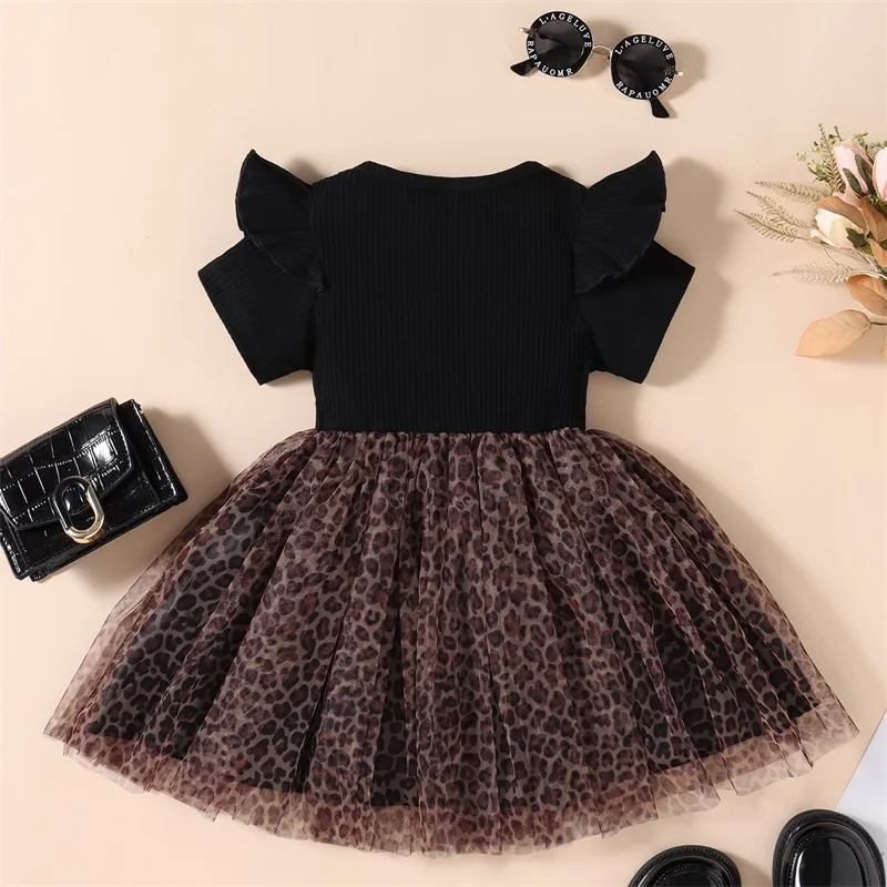 1-5Y Toddler Kid Baby Girls Dress Leopard Print Tulle Tutu Party Dresses For Girls Children Summer Clothing