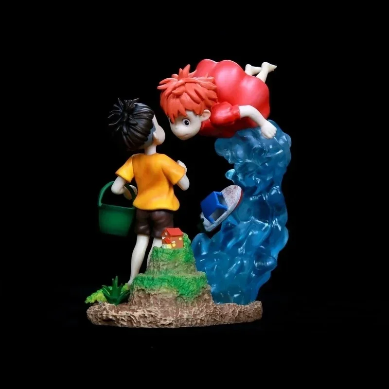 금붕어 히메 인어공주 포뇨와 소스케 15CM 만남 장면 수제 모델 장식품 (절벽 위)