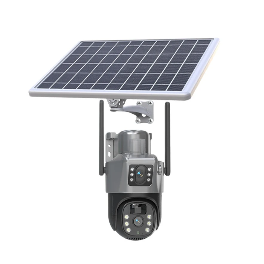 EsseCloud Two Screen 4G Solar 6MP High Definition Night Vision Gun Ball Linkage Camera