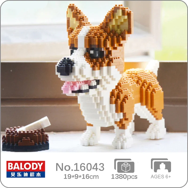 Balody 16043 Animal World Welsh Corgi Dog Bone Food Bowl Pet Doll 3D Mini Diamond Blocks Bricks Building Toy For Children No Box