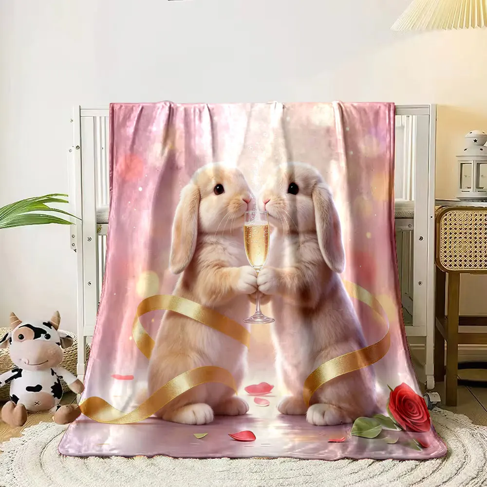 Multi Size Love Theme 2 Animals Printing Blanket Adult Children Warm Blankets Home Travel Soft and Comfortable Blanket  Gifts