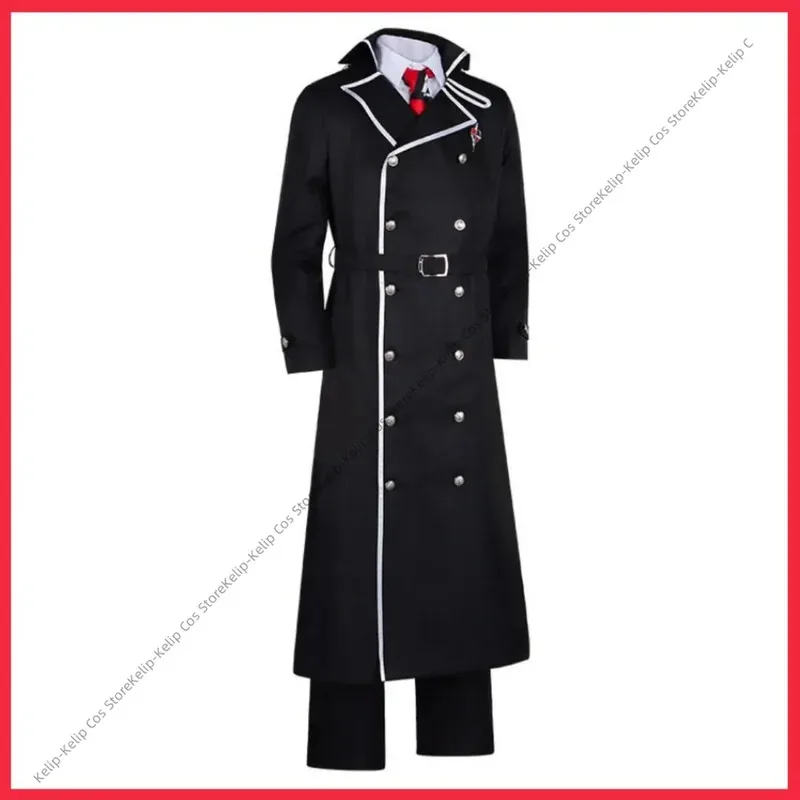 LQAnime-Disfraz de exorcista azul Okumura Yukio, gabardina larga negra, camisa, uniforme, peluca, traje de Carnaval de Halloween para hombre adulto