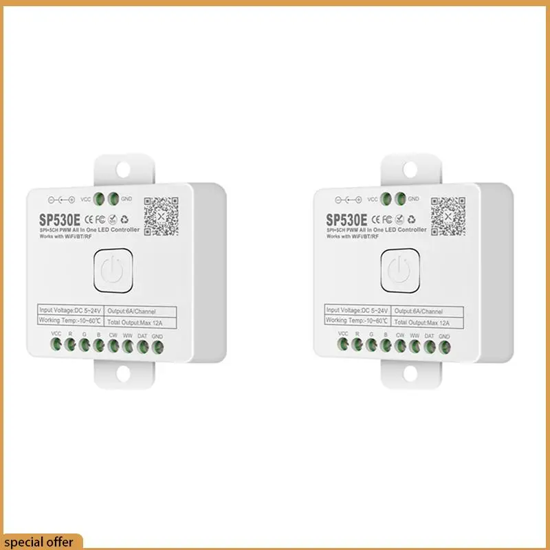 

A68Z 2X 12-в-1 светодиодный контроллер Wi-Fi SP530E PWM SPI пиксели диммер для WS2812B WS2811 RGB RGBW светодиодные ленты с голосовым управлением