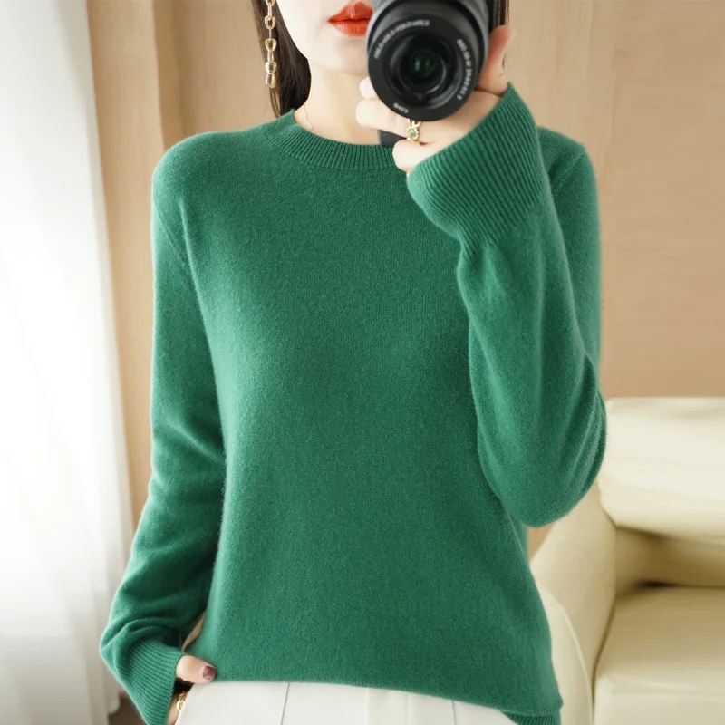 2022 Spring New Round Neck Sweater Women's Slim Pullover Wool Knitted Sweater With Long Sleeves Bottoming Tops Niche