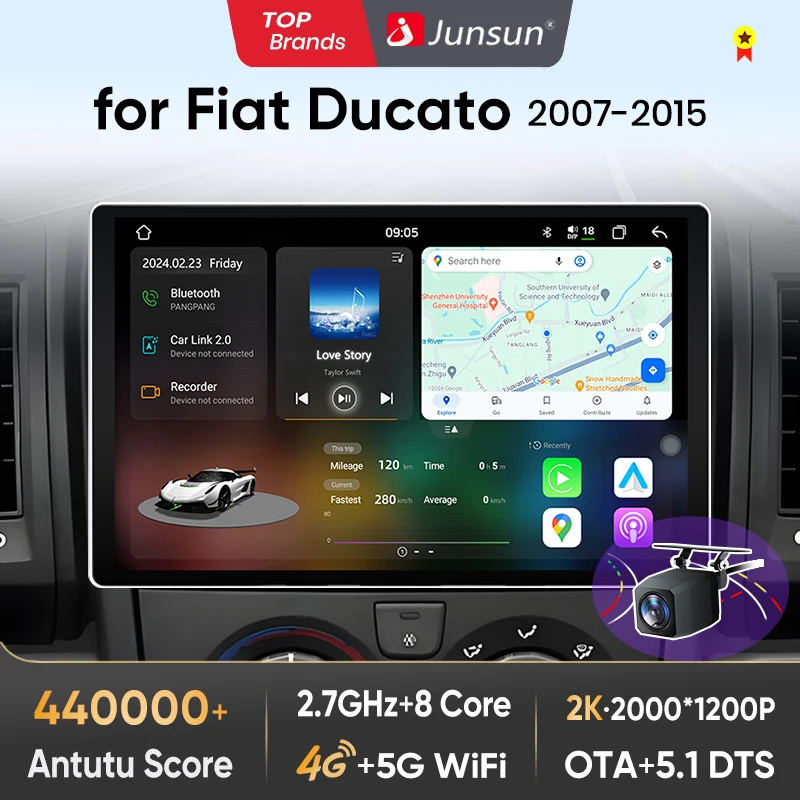 Junsun autoradio per Fiat Ducato 2007 - 2015 Peugeot Boxer 2 Citroen Jumper 2 2006 - 2022 wireless CarPlay Android Auto No 2 din