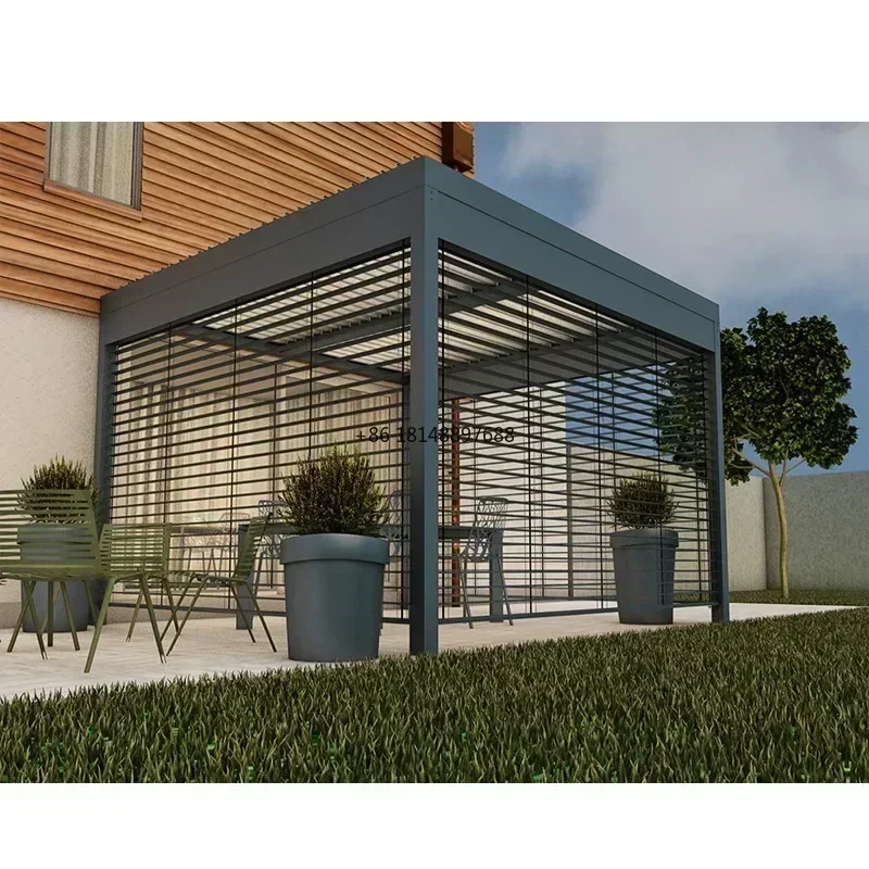 

Outdoor Garden Modern Aluminum Waterproof Pergola Covers Louver Roof Pergola