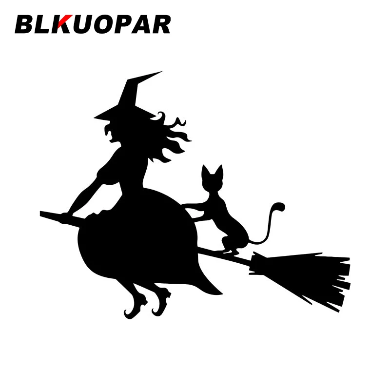 BLKUOPAR Witch On Broomstick Car Sticker Personality Fashionable Sunscreen Graphics Occlusion Scratch Funny Car Door Protector