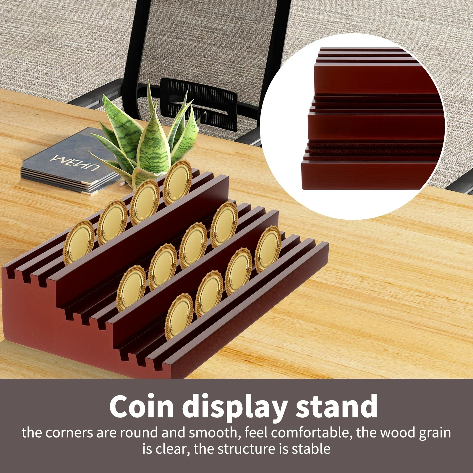 3 Layer Coin Display Stand Wooden Collectible Coin Rack Desktop Storage Rack for Badge Medal Car Emblem Organize Home Decoration
