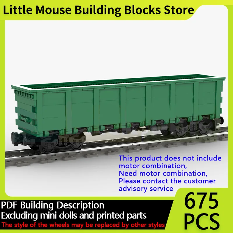 

City Car Model MOC Building Bricks Open Goods Wagon With 4 Axles Modular Technology Gifts Holiday Assemble Children Toys Suit