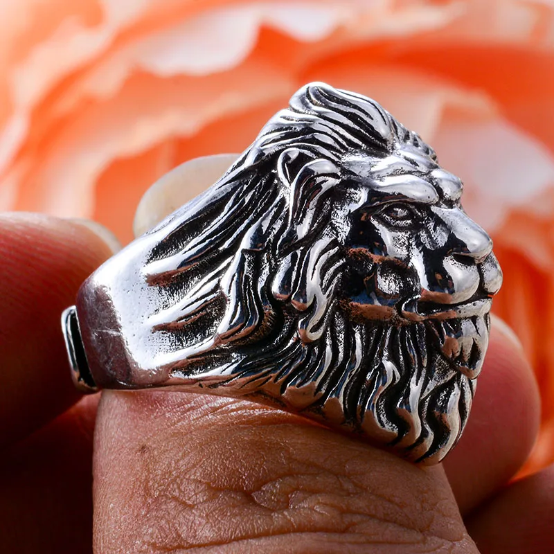 Original Jewelry Exaggerated Lion Animal Design Retro Thai Silver Men Party Ring Promotion Gifts Cheap Never Fade image 5