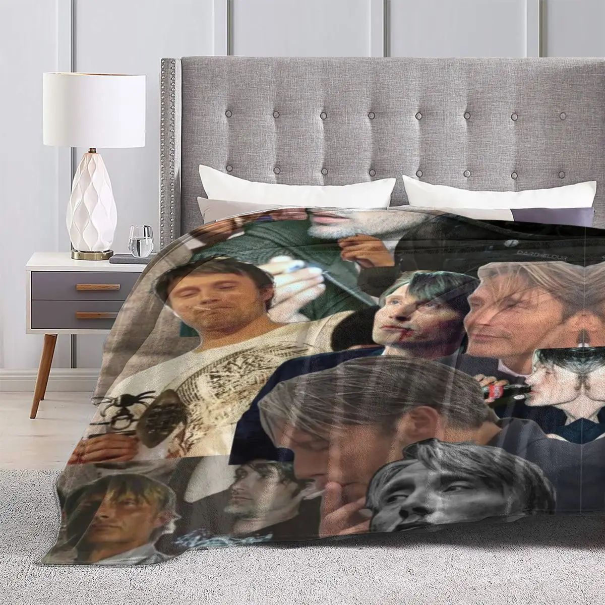 Mads Mikkelsen Warm Soft Blanket Actor Star Photos Airplane Travel Throw Blanket Winter Funny  Flannel Bedspread Sofa Bed Cover