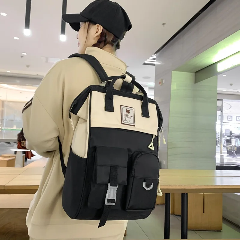 Mulheres náilon mochila doce cor à prova dwaterproof água sacos de escola para adolescentes meninas meninos mochila feminina casual estilo simples