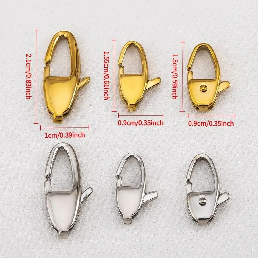 1/5/10/20/50/100pcs 18K gold-plated polished oblique lobster clasp made of 304 stainless steel; jewelry findings for necklaces,