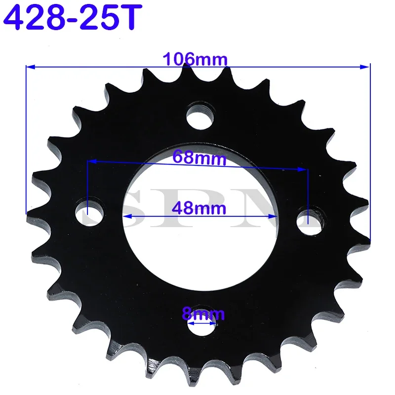 Motorcycle 25T/31T/32T/37T/41T/48T Rear Sprocket 428 Chain Disc 48MM For ATV Go kart UTV Buggy Golf Cart Quad Bike Accessories