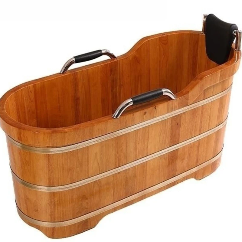 Thicken Armrest Wooden Bathtub Drainable Exquisite Household Bathtub Large Comfortable Banheira Inflavel Salon Furniture CY50YT