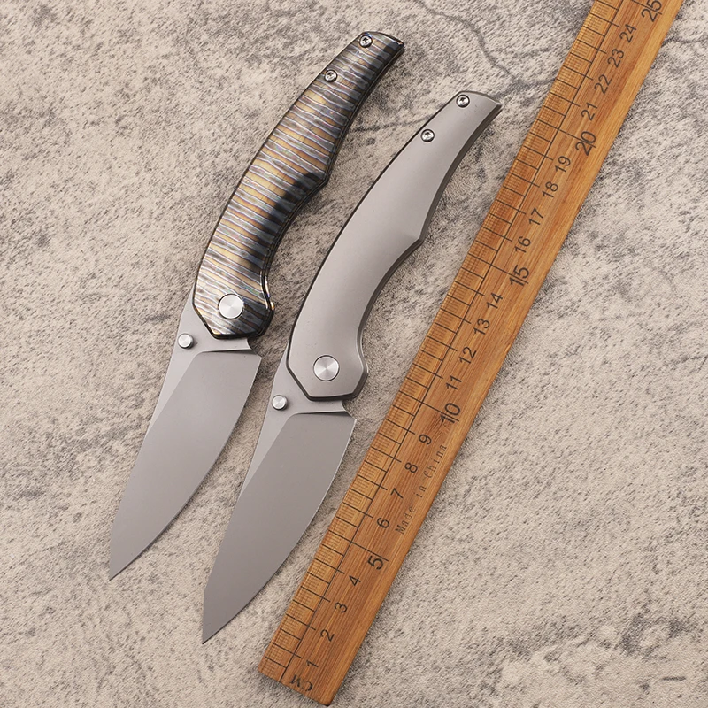 Men's EDC Pocket Knife Titanium Alloy Handle Folding Outdoor Hiking Camping 14C28N Steel Sharp Folding Knife